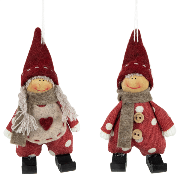 Northlight 2pc. Plush Polka Dot Boy & Girl Christmas Ornaments