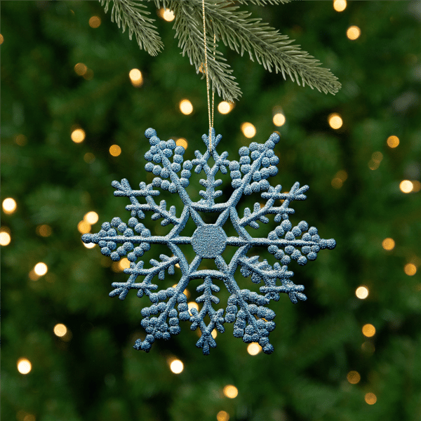 Northlight 24ct. Turquoise Glitter Snowflake Christmas Ornaments