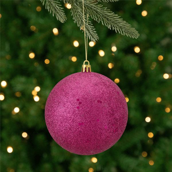Northlight Magenta Glitter Shatterproof Christmas Ball Ornament