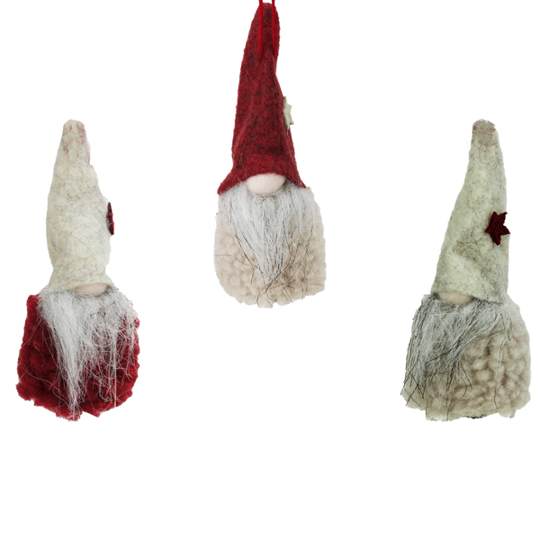 Northlight 3pk. Plush Gnome Hanging Christmas Ornaments