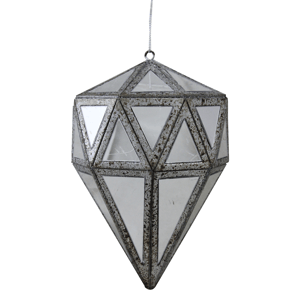 Northlight 5.5in. Grey Mirrored Geometric Drop Christmas Ornament