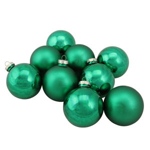 Northlight 9ct. Pine Green 2-Finish Glass Christmas Ornaments