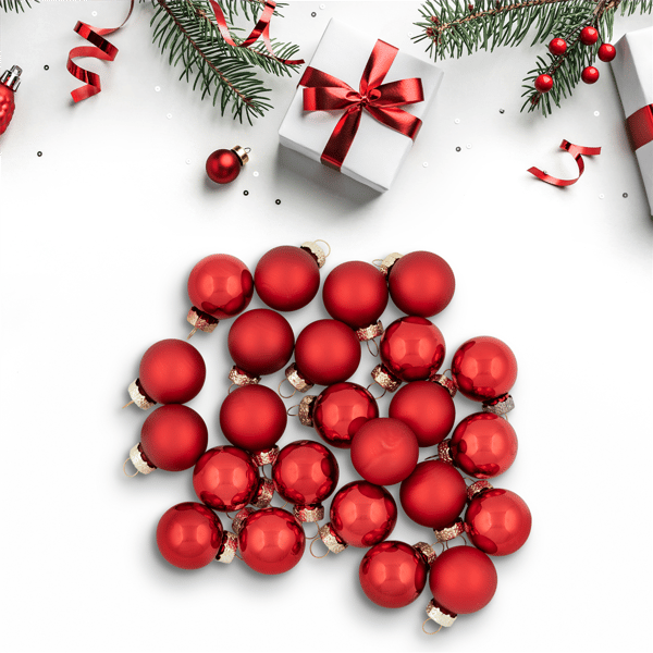 Northlight 24ct. 2-Finish Red Mini Christmas Glass Ball Ornaments