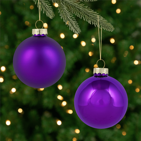 Northlight 9ct. Purple 2-Finish Glass Ball Christmas Ornaments