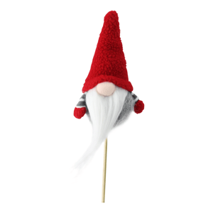 Northlight Grey & Red Santa Gnome with Hat Christmas Pick