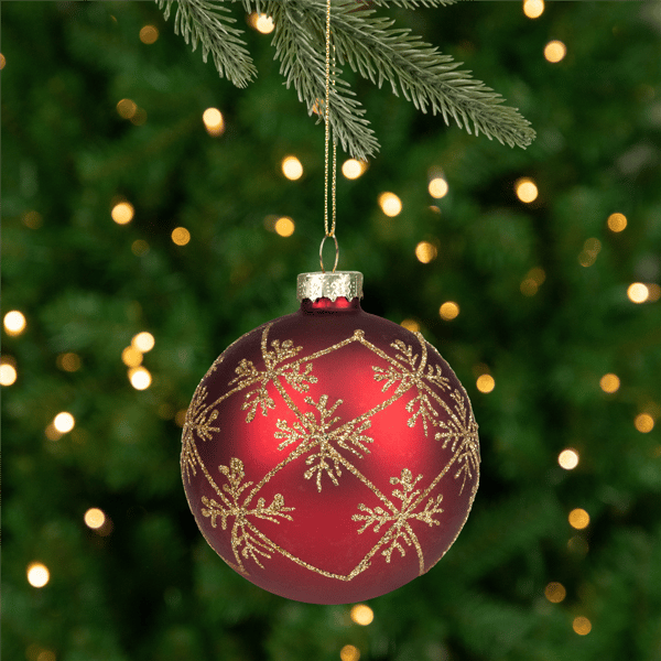 Northlight Burgundy Red Snowflake Glass Ball Christmas Ornament