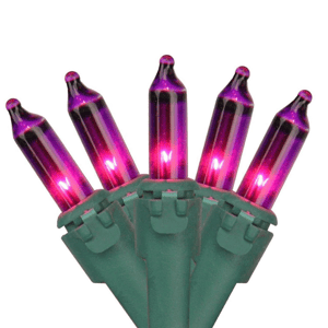 Brite Star 24.5ft. Purple Mini Christmas Green Wire Light Set
