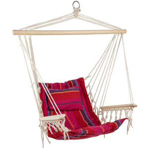 Northlight Pink & Red Striped Outdoor Hammock Chair with Pillow