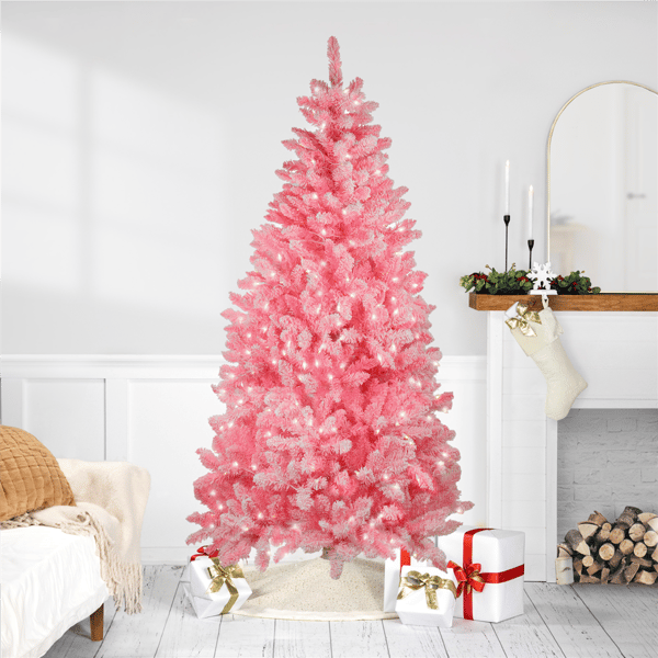 Northlight 6ft. Pre-Lit Slim Flocked Pine Christmas Tree