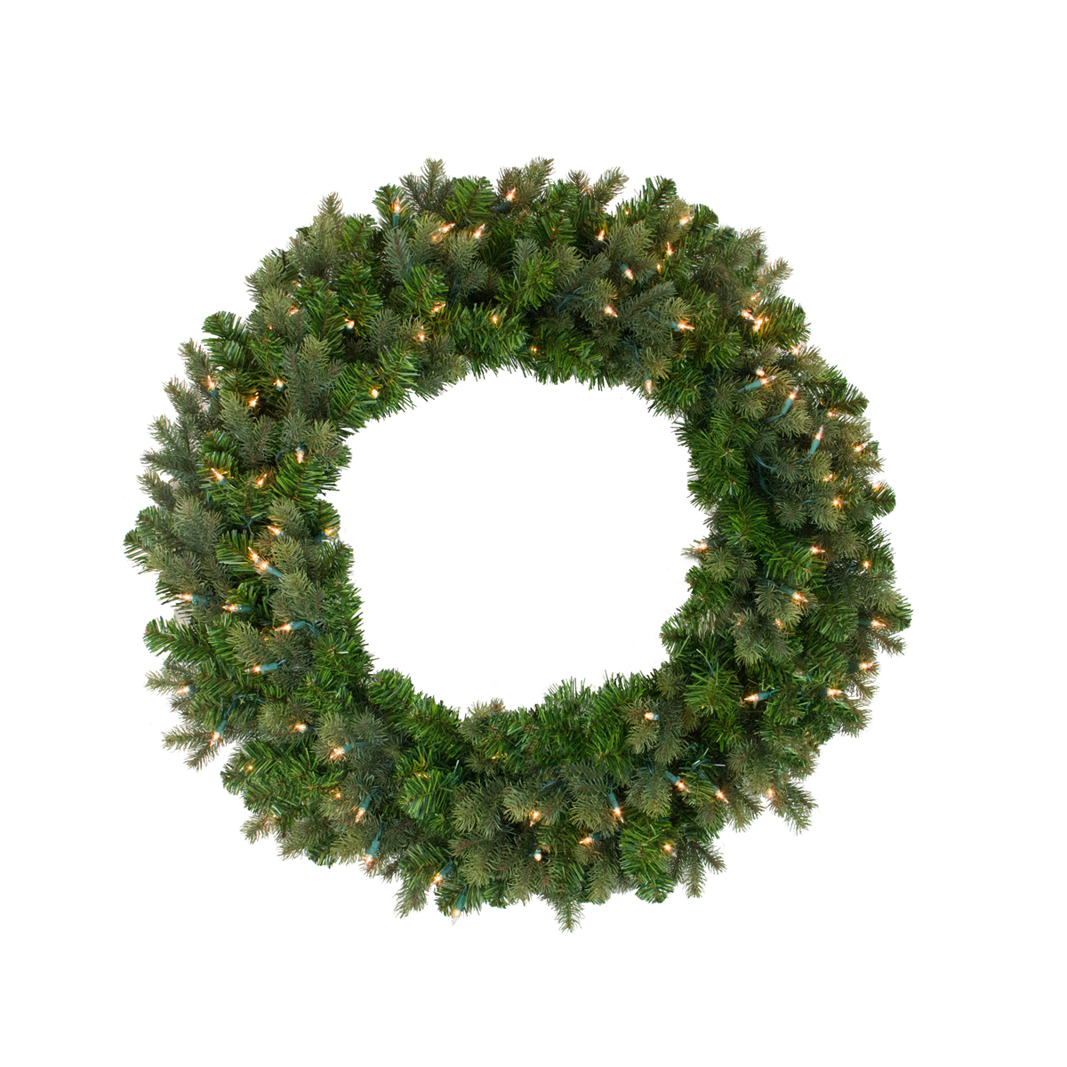 32915491 36 in. Pre-Lit Savannah Spruce Artificial Christmas Wreath - Clear Lights