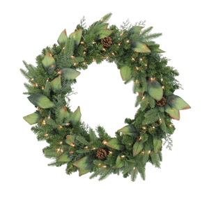 Northlight 30in. Pre-Lit Mixed Winter Pine Christmas Wreath