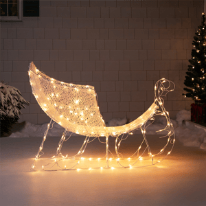 Northlight 48in. White Crystal 3D Sleigh Christmas Outdoor Decor