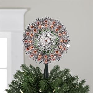 Northlight 8in. Pre-Lit Silver Starburst Christmas Tree Topper