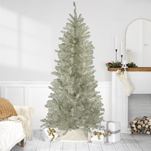 Northlight 9ft. Metallic Platinum Tinsel Christmas Tree