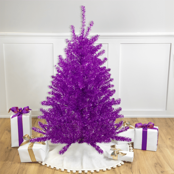 Northlight 4.5ft. Metallic Purple Tinsel Christmas Tree