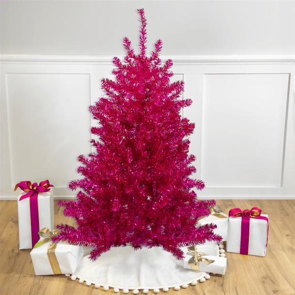 Northlight 4.5ft. Metallic Pink Tinsel Artificial Christmas Tree