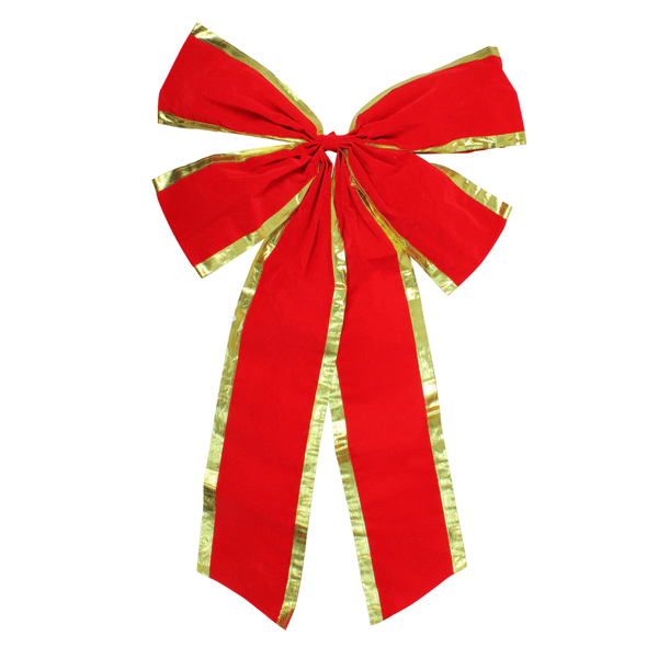Northlight Velveteen 4-Loop Red & Gold Christmas Bow