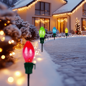 Northlight Jumbo C7 Bulb Outdoor Pathway Markers - Set of 4