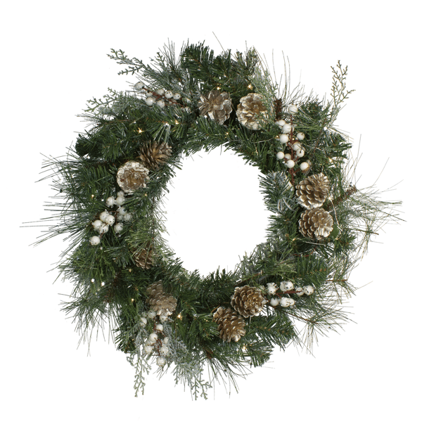 Northlight 22in. LED Mixed Berry & Pinecone Christmas Wreath