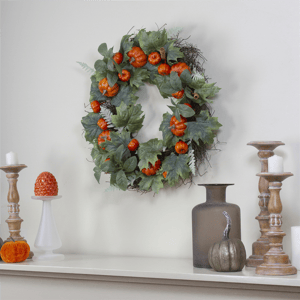 Northlight 24in. Maple & Fern Leaves with Pumpkins Wreath alternate view
