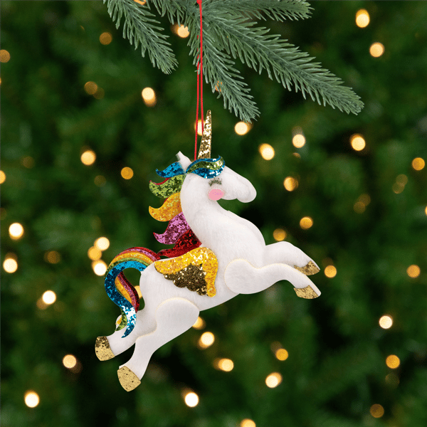 Northlight Plush Leaping Rainbow Unicorn Christmas Ornament