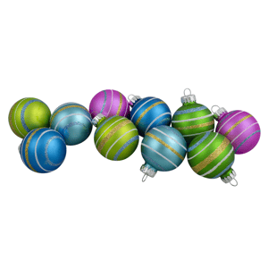Northlight 10ct. Green & Blue Striped Glass Christmas Ornaments
