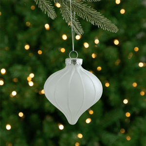 Northlight 3ct. Matte Frosted Glitter Stripes Onion Ornaments