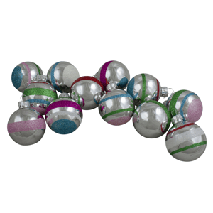 Northlight 12ct. Glitter Silver Glass Christmas Ball Ornaments