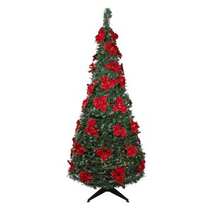 Northlight 6ft. Pre-Lit Slim Poinsettia Pop-Up Christmas Tree