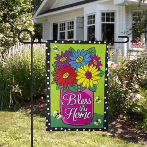 Northlight Bless this Home Bouquet with Vase Outdoor Garden Flag