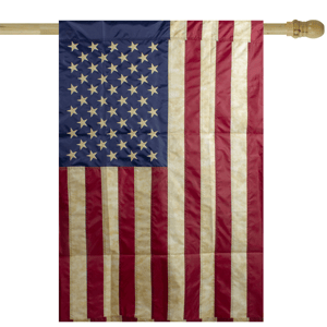 Northlight Embroidered Tea-Stained Patriotic House Flag