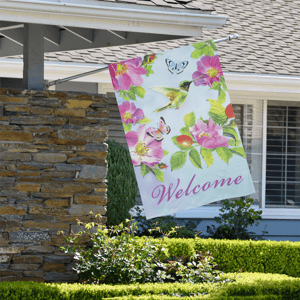 Northlight Welcome Hummingbird Floral Outdoor House Flag