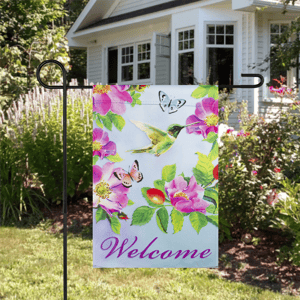 Northlight Welcome Hummingbird Floral Outdoor Garden Flag