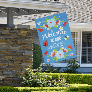 Northlight Welcome to Our Home Blue Floral Outdoor House Flag