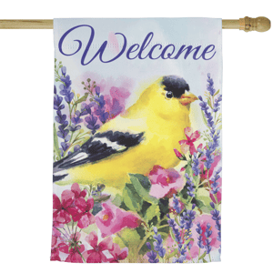 Northlight 40in. Welcome Yellow Finch Spring House Flag