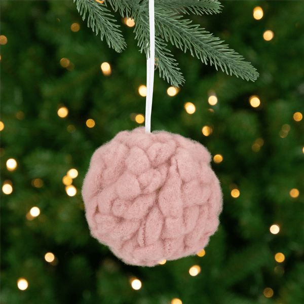 Northlight 3.75in. Pink Woven Yarn Ball Christmas Ornament