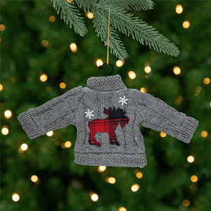 Northlight Ugly Sweater with Plaid Moose Christmas Ornament