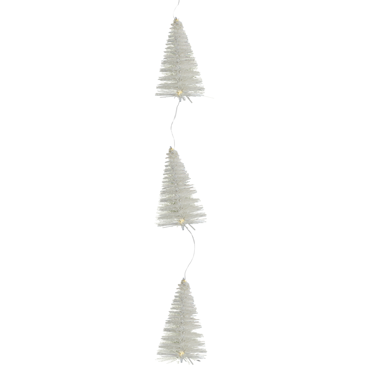 34314439 6.5 ft. LED Lighted Mini Sisal Tree Christmas Garland with Warm White Lights, White