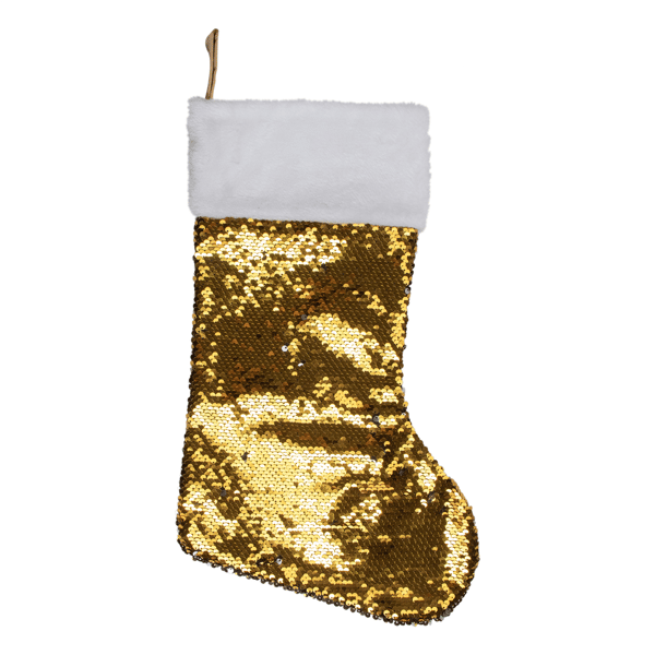 Northlight Gold & Silver Sequin Christmas Stocking With Cuff
