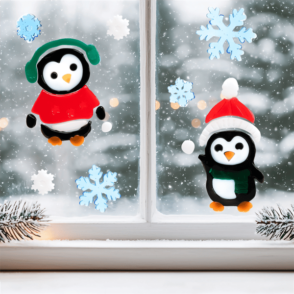 Northlight 8pc. Penguin & Snowflake Gel Christmas Window Clings