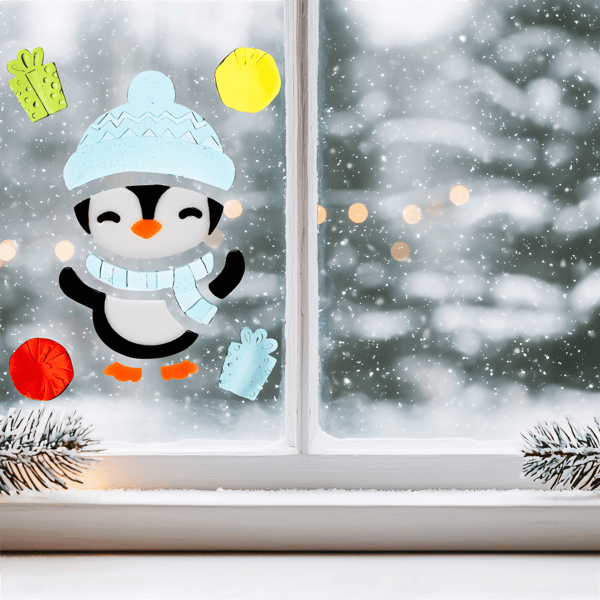 Northlight 11pc. Penguin & Presents Gel Christmas Window Clings