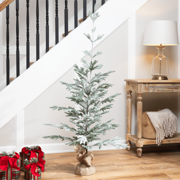 Northlight 5ft. Frosted Slim Pine Christmas Tree in Burlap Base alternate view