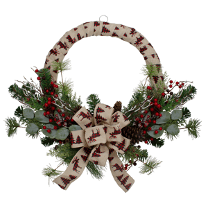Northlight Winter Foliage & Berries Burlap Christmas Wreath
