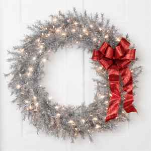 Northlight 36in. Pre-Lit Silver Tinsel Christmas Wreath alternate view