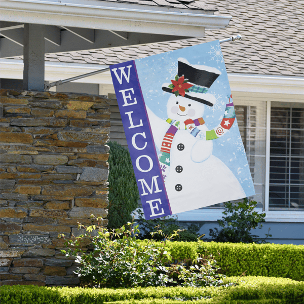 Northlight Joyful Snowman Welcome Christmas House Flag