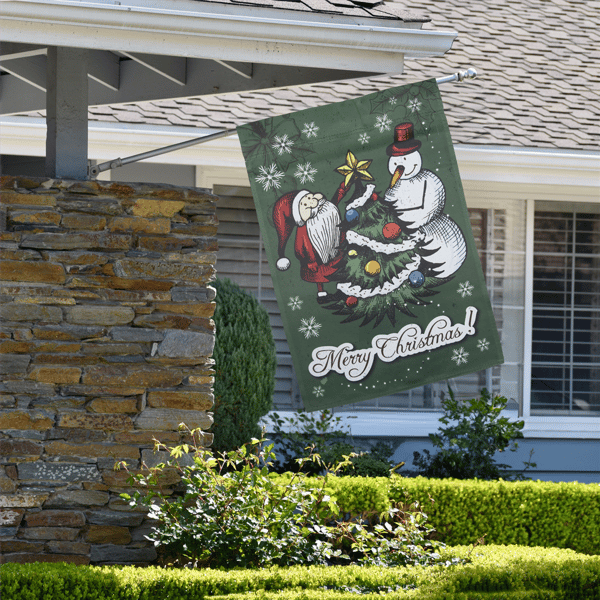 Northlight 40in. Merry Christmas Santa & Snowman House Flag