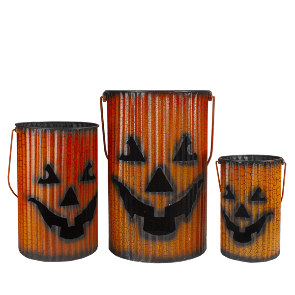 Northlight 3pc. Metal Jack O' Lantern Halloween Lantern Set