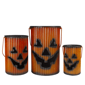 Northlight 3pc. Metal Jack O' Lantern Halloween Lantern Set