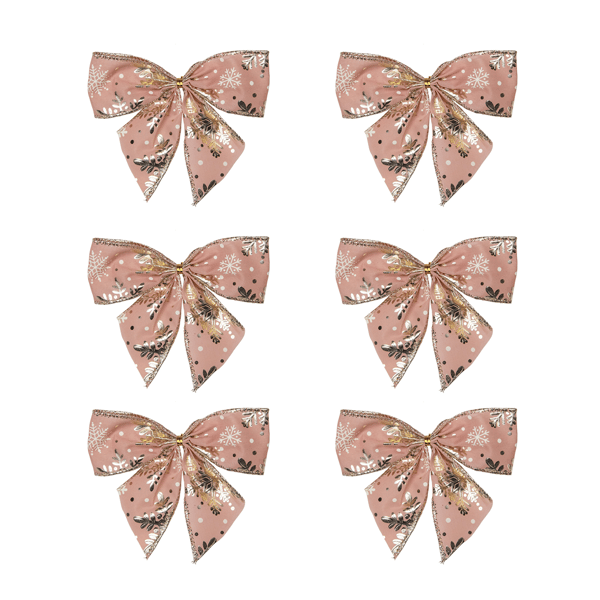 Northlight 6pk. Shiny Snowflakes Pink & Gold Christmas Bow