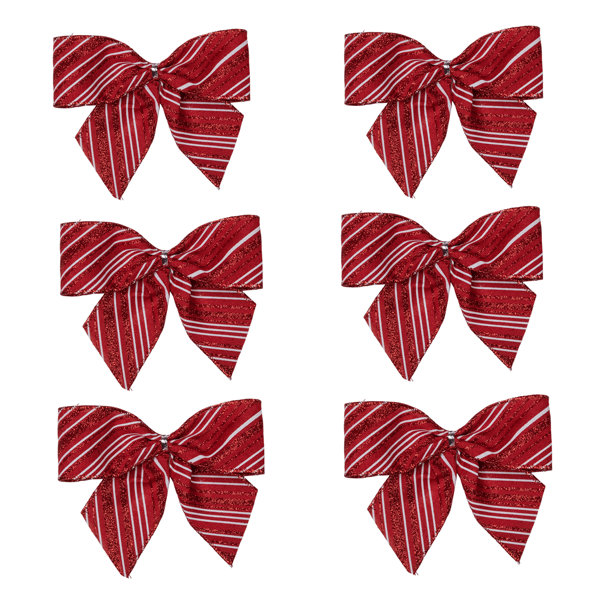 Northlight 6pk. Glitter Striped 2-Loop Red Christmas Bow